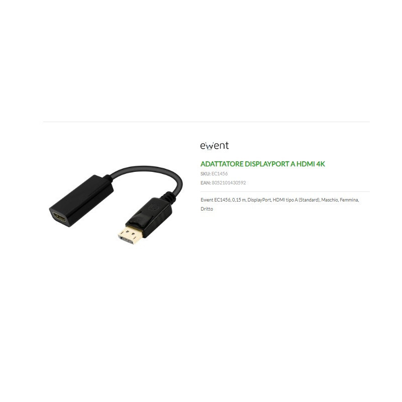 ADATTATORE DISPLAYPORT A HDMI 4K