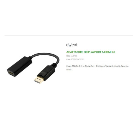 ADATTATORE DISPLAYPORT A HDMI 4K